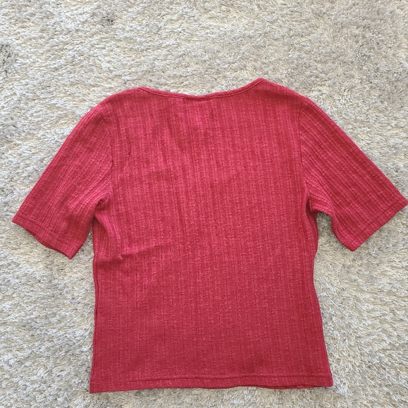 Frank and Oak - Henley Pointelle Top in Rhubarb - Picture 2 of 4